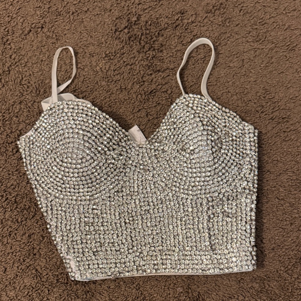 Windsor Silver Embellished Crop Top